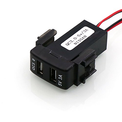 QC3.0+5V 3A Dual USB Power Socket, Quick Charge Car Charger USB Adapter for Smart Phone PDA iPad iPhone Android GPS Use for Nissan