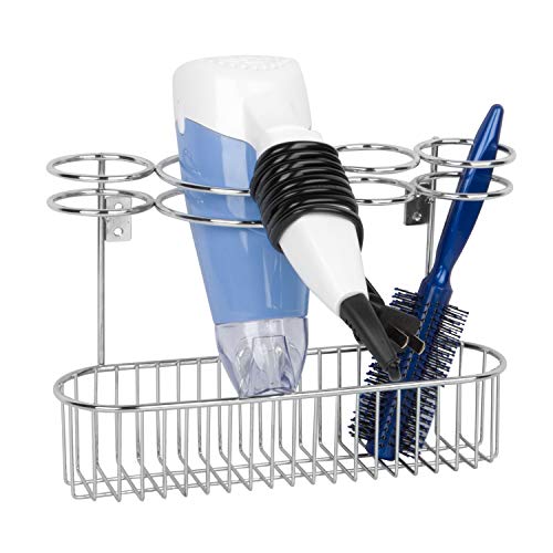 Hair Dryer Holder Shelf,Wall Mount &Over Cabinet Door Hair Care & Styling Tool, Hot Styling Tool Organizer Storage Organizer Rack for Hair Dryer, Flat Iron, Curling Wand, Hair Straighteners, Brushes