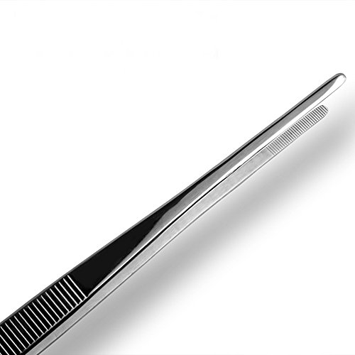 LIUNA Stainless Steel 25cm 10-inch Long Precision Straight Tweezers Forceps Aquarium Basin Tongs Kitchen Tools