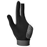 Man Woman Elastic Lycra 3 Fingers Show Gloves for Billiard Shooters Carom Pool Snooker Cue Sport - Wear on the Right or Left Hand (Left/Silica-gel Grey, L)