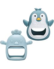 2Pack Teething Toys for Babies 0-6 Months, Never Drop, Penguin & Chick Baby Teethers for Boys and Girls 6-12 Months, Silicone Baby Chew Toys for Sucking Needs, BPA-Free
