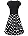 Lotusmile Elegant Dresses, Womens Casual Dress A Line Cap Sleeve V Neck Black White, Medium