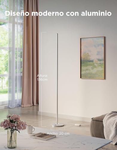 Govee RGBIC Lámpara de Pie LED, Smart Lampara Salon Moderna, Color Plata | Compatible con Alexa y Google Assistant, 16 Millones de Colores DIY, 80+ Modos de Escena, Sincronización Musical, Para Salón