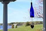 Wine Bottle Wind Chimes (Cobalt Blue) Handmade Outdoor Decor and Hanging Yard Art | Garden, Patio, Backyard, Porch | Soft Windchime Tones | Vintage Farmhouse