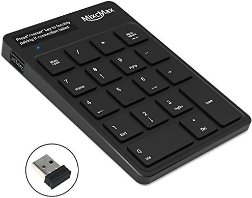 MixcMax Number Pad 2.4G Numeric Keypad 18 Keys USB Wireless Numeric Keypad with Mini USB Receiver for Laptop, Macbook, Notebook, Desktop PC