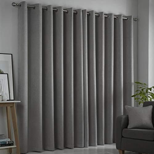 Fusion Strata Woven Eyelet Lined Curtains, Silver, 66 x 54 Inch — image 1
