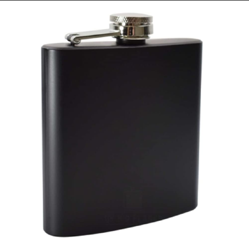 6oz (175ml) Coloured Stainless Steel Hip Flask (Matt Black)