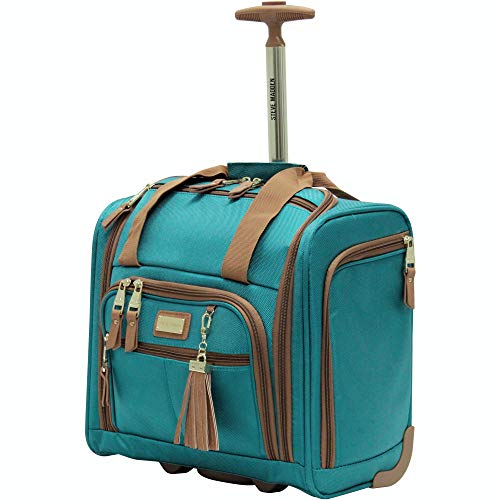 Steve Madden Legends Carry-On Spinner Luggage - 20 Inch Expandable Softside Suitcase In Turquoise