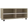vidaXL-Mueble-para-TV-con-Ruedas-Aglomerado-Blanco-y-Sonoma-90x35x35cm-Soporte-Accesorios-Centro-Entretenimiento-y