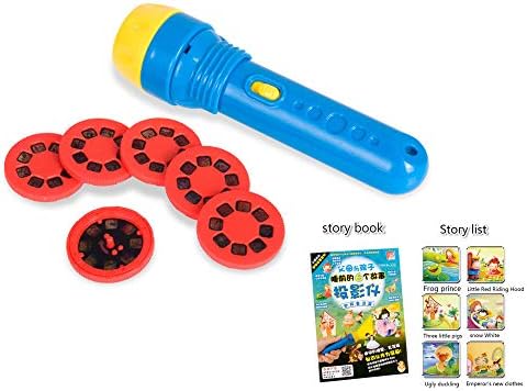 Night Photo Light, Projector Flashlight Toy,6 Themes with Chinese Storybooks, Child Torch Include Ugly Duckling/Emperor's New Clothes/Snow White/Little Red Riding Hood/Frog Prince/Three Little Pigs