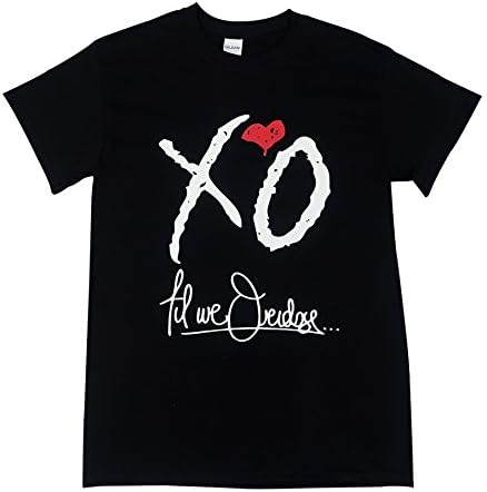 XO Til We Overdose T-Shirt, Black XO T-Shirt, XO The Weeknd, Starboy (White and Red Print) (Small)