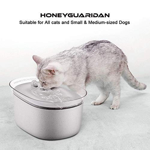 HoneyGuaridan Pet Drinking Water Fountain, 2.5L Super Quiet Automatic Cat Water Dispenser with 3 Replacement Filters for Dogs, Cats, Birds and Small Animals - Thumbnail 6