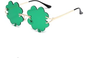 IKANOO St. Patrick's Day Irish Shamrock Sunglasses for Women Men Green Lucky Leprechaun Costume Fashion Rimless Glasses