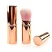 Retractable Kabuki Make Up Brush, Blush Brush Cosmetics with Premium Quality Synthetic Dense Bristles for Girls Gifts (rose gold)