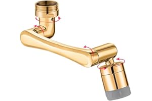 EXSSRACH Faucet Extender, 1​440° Rotating Faucet Extender, 2 Modes 1080°+360° Universal Flexible Swivel Sink Extender Faucet Aerator with Robotic Arm, Gold