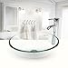 Tempered Glass Vessel Bathroom Vanity Sink Round Bowl, Chorme Faucet & Pop-up Drain Combo, Clear Color