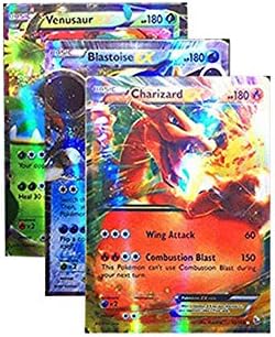 100pcs Poke Cards TCG Style Card, mega ex Cards Full Art, Includes 59 ex Cards 20 mega ex Cards 20 gx Cards 1 Energy Card Look alikes
