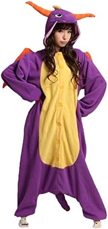 Harvey Unsex Men's Women's Nightclothes Sleepwear Cosplay Kigurumi Flannel Anime Cartoon Onesie Adult Pajamas Nighty Purple Jade Dragon Size M