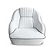 Leader Accessories Pontoon Captains Bucket Seat Boat Seat (White/Navy Blue piping)