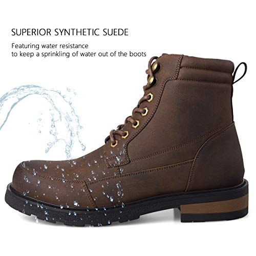GM GOLAIMAN Men's Combat Boots Winter Work-Lace Up Zip Apron Toe Ankle High Boot for Hiking Motorcycle Riding Military Tactical Brown 10.5 - Thumbnail 2