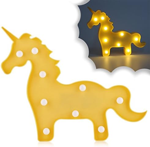 Unicorn Party Supplies, Fantasy Themed Decor Marquee Letters Sign Light Desk Table Lamp Mystical Enchanted Gift for Child Kids Baby Girls Bedroom Birthday (Yellow Unicorn)