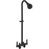 Aolemi Outdoor Shower Fixtures, 31" Exposed Shower System with Shower Head, 2-Handle Outdoor Shower Kit, 3 Inch Center Brass Mixing Valve, Matte Black
