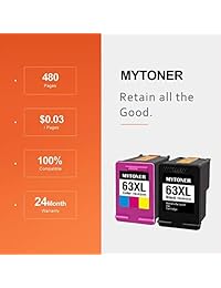 MyToner   Cartucho de tinta remanufacturado para HP 63 XL 63XL (compatible con HP Envy 4520 4512 4516 Officejet 4650 3830 3833 4655 Deskjet 1112 2130 2131 3630 3633 3634)