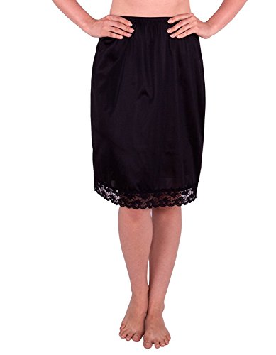 Under Moments Classic Vintage Half Slip with Lace Details 23" (Black-XL)