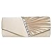 Fashion Road Womens Pleated Crystal Evening Clutch Handbags Wedding Party Clutch Purse Apricot