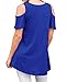 PrinStory Women's Blouse Tunic Tops Short Sleeve Cold Off Shoulder Round Neck Casual Loose Shirts Royal Blue-US X-Large