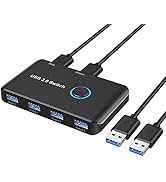 ABLEWE USB 3.0 Switch, USB Switch Selector 2 Computers Sharing 4 USB Devices KM Switcher Box for ...
