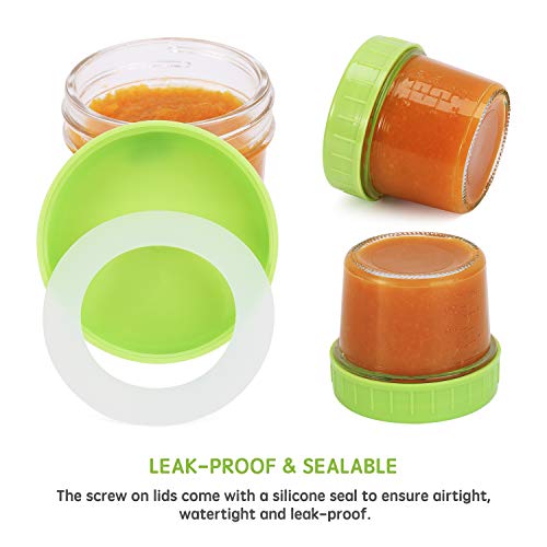 Glass Baby Food Storage Containers - Set Contains 4 Small Reusable 4oz Jars and 4 Large Reusable 8oz Jars with Airtight Lids and Waterproof Label - Thumbnail 2