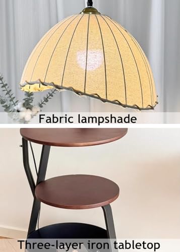 Floor Lamp with Table Attached, 3 Tier Sofa Side Stand Lamp with Bottom Storage Basket, 3 Color Temperature Reading Light, Modern Simple Storage Bedside Cabinet for Living Room, Home