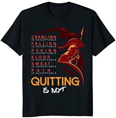 Mens Quitting is not acceptable Spartan and Mud Race Shirt Medium Black