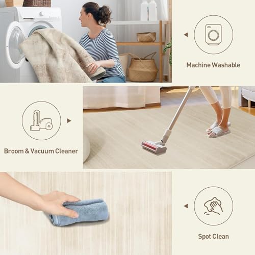 Jorunb Area Rug Washable Soft Rugs for Living Room Bedroom Modern Deco Polyester Fiber Carpet Rugs for Bedroom with Non Slip Backing Home Decor Floor Decoration Mat(Wood,200x300cm)