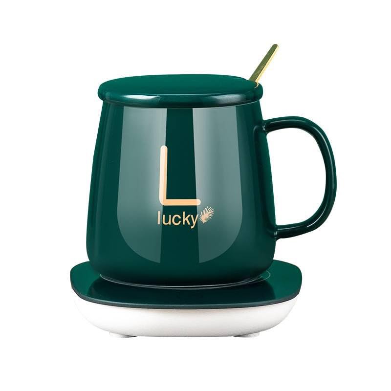 Photo 1 of Lucky Smart Mug - Self Heating Coffee Mug with Charging Coaster 131°F/55°C, Royal Green 14 oz. with Lid and Spoon - Electric Beverage Warmer for Coffee, Milk, Tea, Hot Chocolate, Home & Office Use