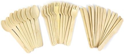 WOODEN DISPOSABLE CUTLERY - 200pc Utensil Set - 67 Forks, 66 Spoons, 67 Knives - Eco-Friendly, Biodegradable, Compostable & Non-Toxic - Perfect for Any Event! - Best Alternative to Plastic!