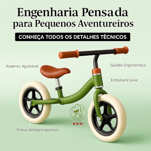 Bicicleta de Equilíbrio Wild Infantil Kidino - Sem Pedal, Balance Bike Estável e Segura +12 Meses – Desenvolve Coordenação Motora e Equilíbrio para Crianças