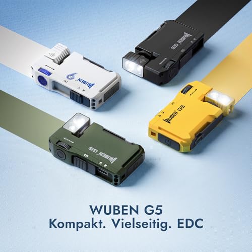 WUBEN G5 Mini LED Taschenlampe Schlüsselanhänger 400 Lumen mit RGB Licht, 6 Modi EDC Taschenlampe LED Aufladbar, Wasserdichte Flashlight Torch für Camping, Wandern, Outdoor, Angeln, Notfäll (Gelb)