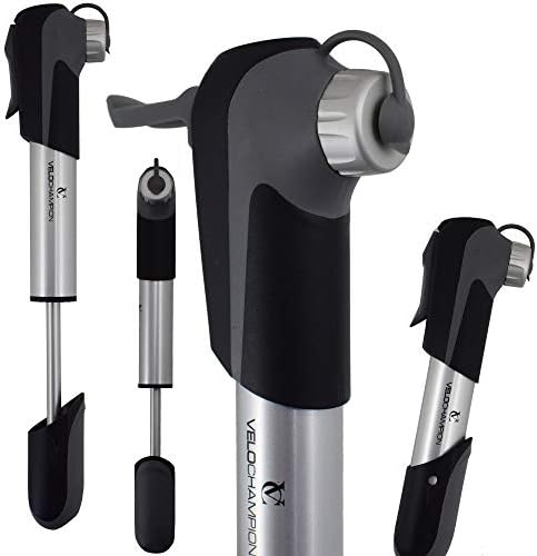 VeloChampion 'UNO' SMART Mini ALLOY Bike Pump - Fits Presta & Schrader 80 PSI - No Valve Changing Needed …
