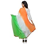 Banjara India Women's Soft Chiffon Solid Tricolor Dupatta – Super Tiranga