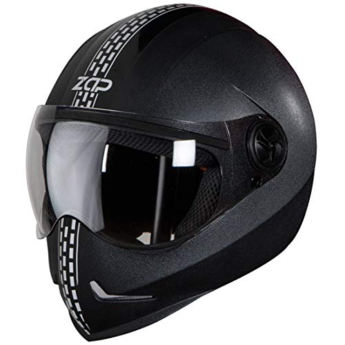 Steelbird SB-50 Adonis Zap Dashing Full Face Helmet Black with Silver (Large 600 MM, Plain Visor)