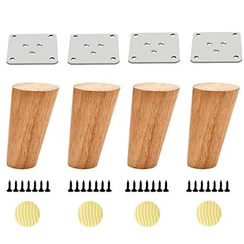 Cosimeenodta 4 Pack Furniture Legs 4 Inch High (10cm) Oblique Tapered