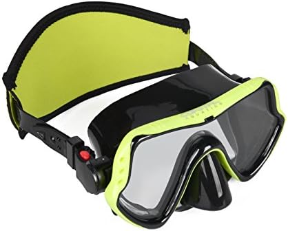 Coastal Aquatics Adult Snorkel Mask - Diving Mask - Scuba Mask - Anti-Fog Lens - Tempered Glass - Neoprene Strap Cover (Yellow)
