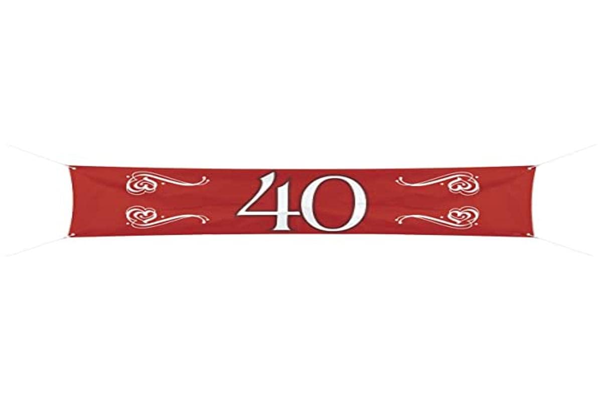 Folat 21472 40th Birthday/Anniversary Banner, Ruby Red
