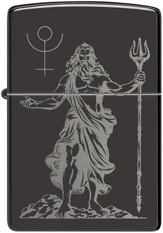 Briquet tempête God Pluto, Dieu Pluton, Noir Poli, Image Photo, Rechargeable, réutilisable, Design Coupe-Vent, boîte Cadeau, fabriqué aux États-Unis