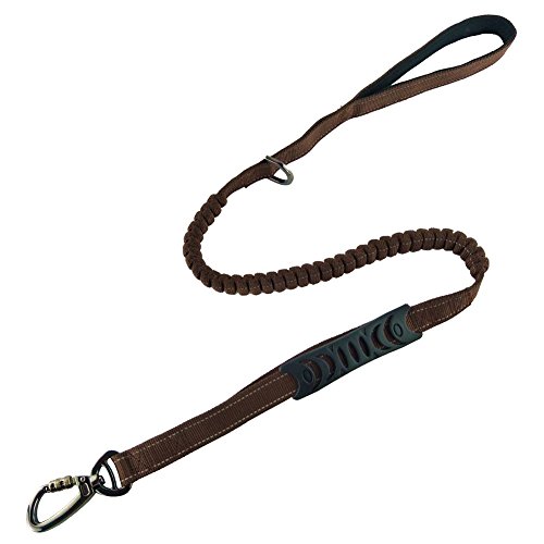 MEIKAI Tactical Dog Training Bungee Leash with 2 Control Handle Quick Release Reflective Nylon Leads Rope (Brown) - Thumbnail 7