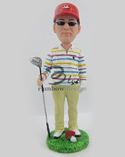 Custom Bobblehead Male Golfer Posing with Club and Ball