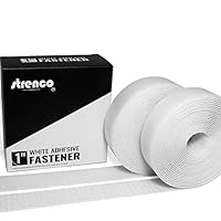 Strenco 1 Inch Self Adhesive Hook and Loop - 5 Yard Set - White Sticky Back Tape Fastener - 30 feet Total - Light Weight