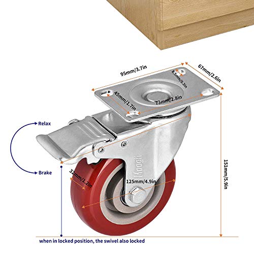 5 Swivel+Casters+Moogiitools+Polyurethane+1500lbs
